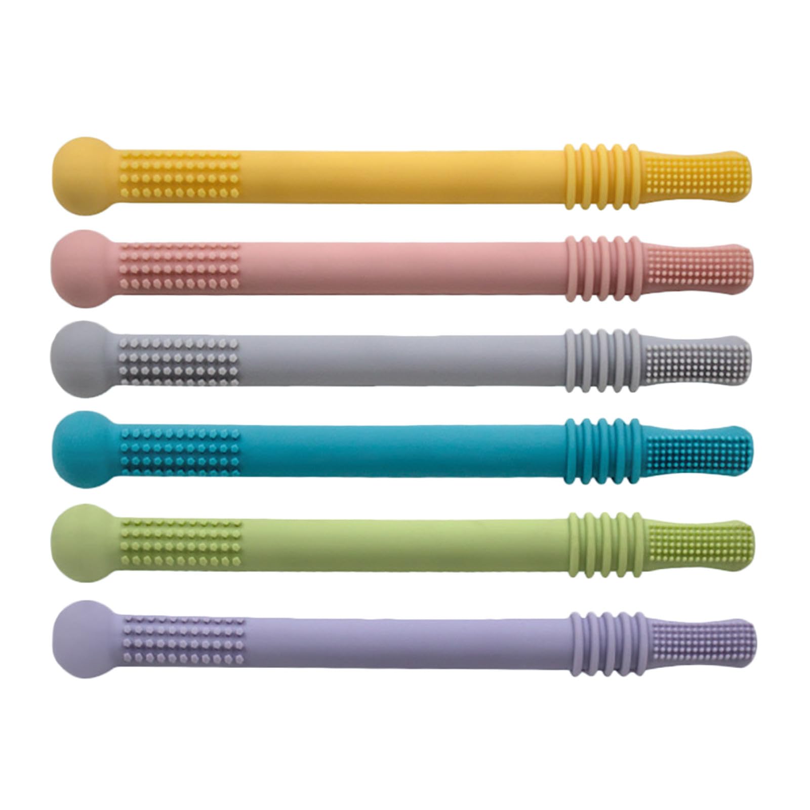 6piezas Palitos de Dentición para Bebés Tubos de Dentición de Pajitas Juguete Molar Adecuado para Recién Nacidos Disponibles Colores Rosa Amarillo Morado Verde Azul Gris