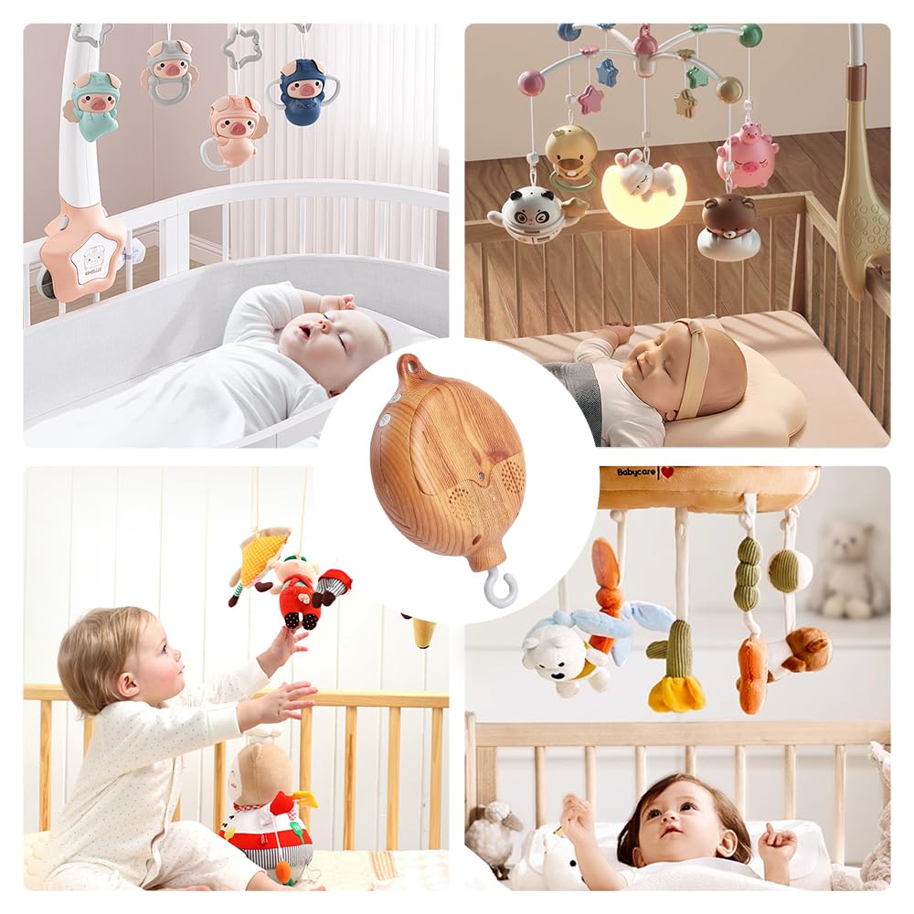 Baby Mobile pozytywka, imitacja drewna, dzwonek do łóżeczka dziecięcego, mobilny silnik, dzwonek do łóżeczka dziecięcego, dekoracja do łóżeczka dziecięcego, elektryczna pozytywka z 35 słodką