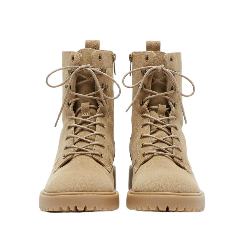 Men’s Tan Combat Boots | Premium Lace-Up Ankle Boots for Men | Rugged Lightweight Military Style Casual Boots with Side Zipper for Daily Wear-image-42