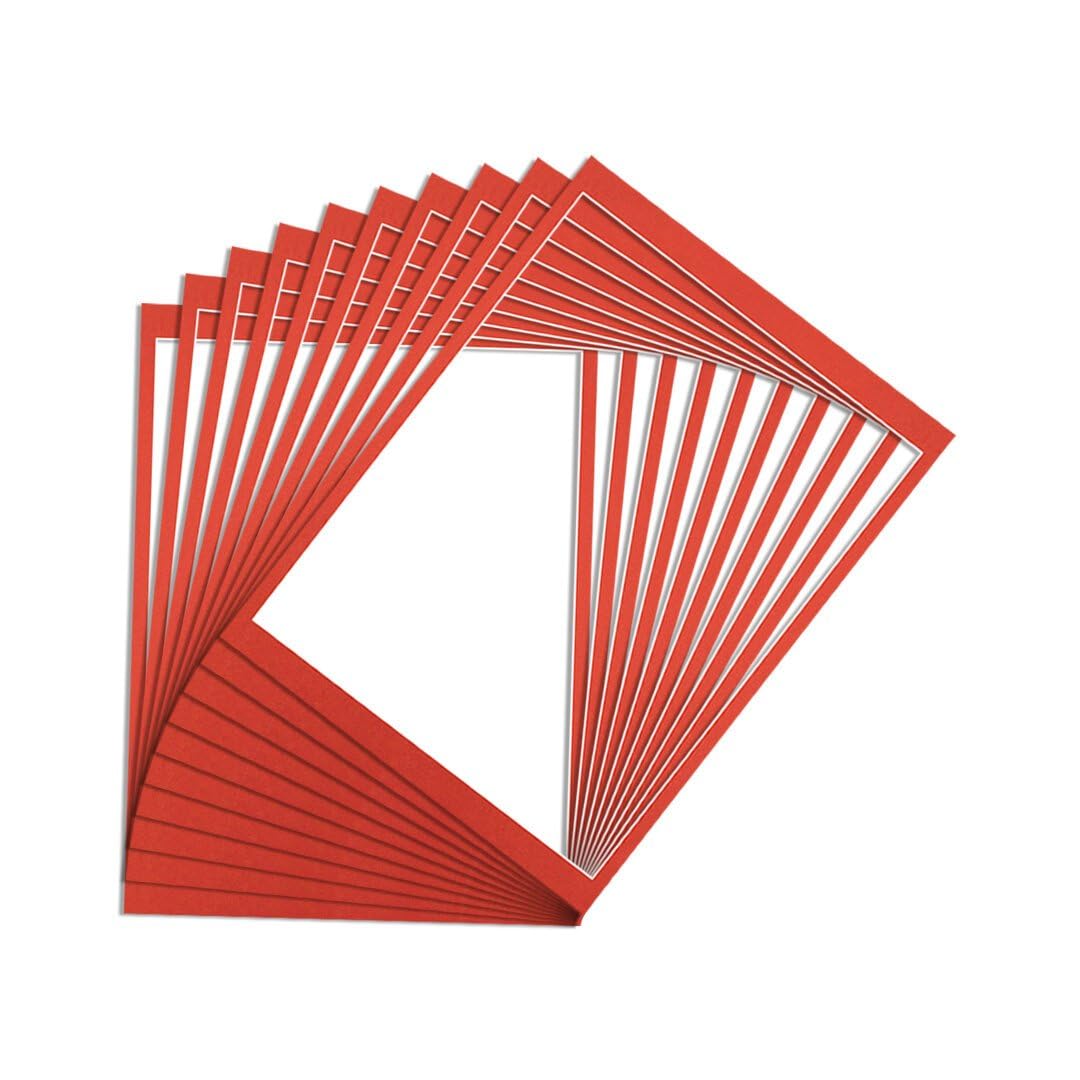 Procut Global 16x12" Poppy Red Picture Mounts to Fit 14x11" Aperture - Precision Cut Cardboard Photo Mount - Ideal for Frames, Prints, Artwork & Certificates - Sizes & Colours Available - 20 Pack — image 1