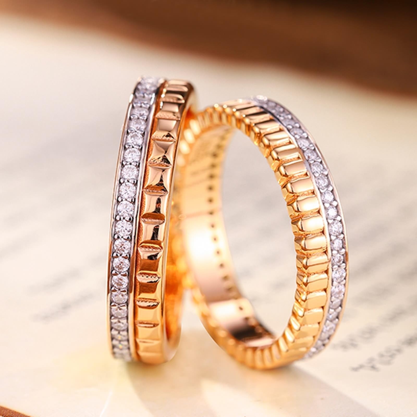 Anillos de Compromiso Hombre Anillo de Compromiso Mujer Moissanita Oro Rosa de 9K/14K/18K Diseño Geométrico Simple con Moissanita Redonda Talla 15 Popular para Hombres Día de San Valentín Joyas
