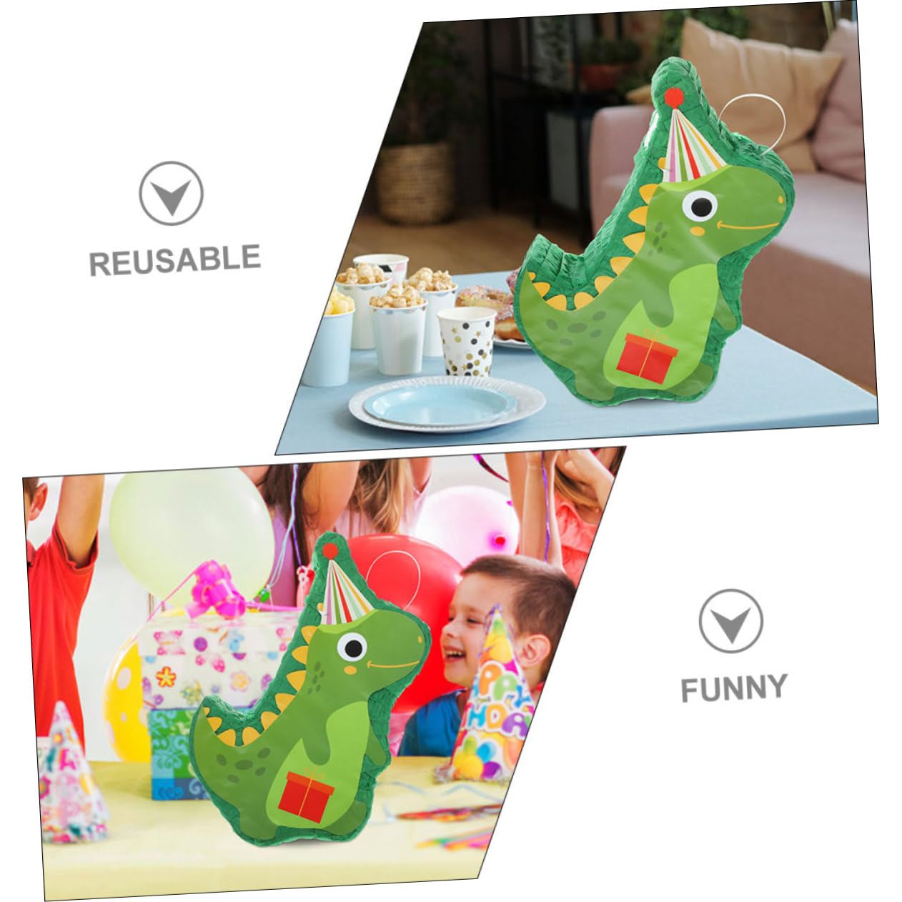 Pinata Dinosauro Festiva Bastone per Compleanni e Feste Carta Riciclabile