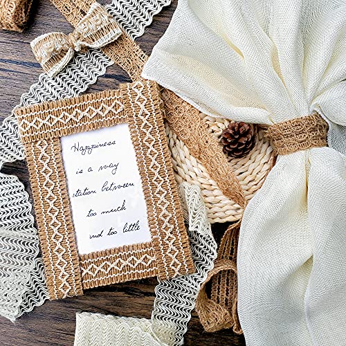 Mayplous 8 Packs Jute Ribbon Natural Burlap Ribbon Roll with Lace Craft Ribbons and Trims Decorative Twine for DIY Arts and Crafts Wrapping Wedding Christmas Party (Lacy) - Image 4