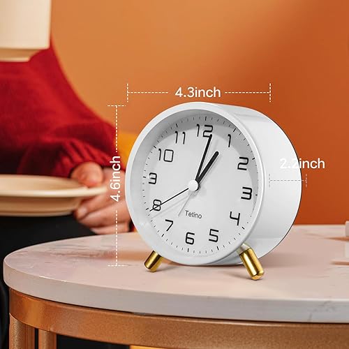 Miniatura 10 de Alarm Clock for Bedroom,Analog Clock with Silent Non-Ticking,Voice Controlled Light,Small Clock for Kids, Teens,Seniors,Decor,Bathroom,Living