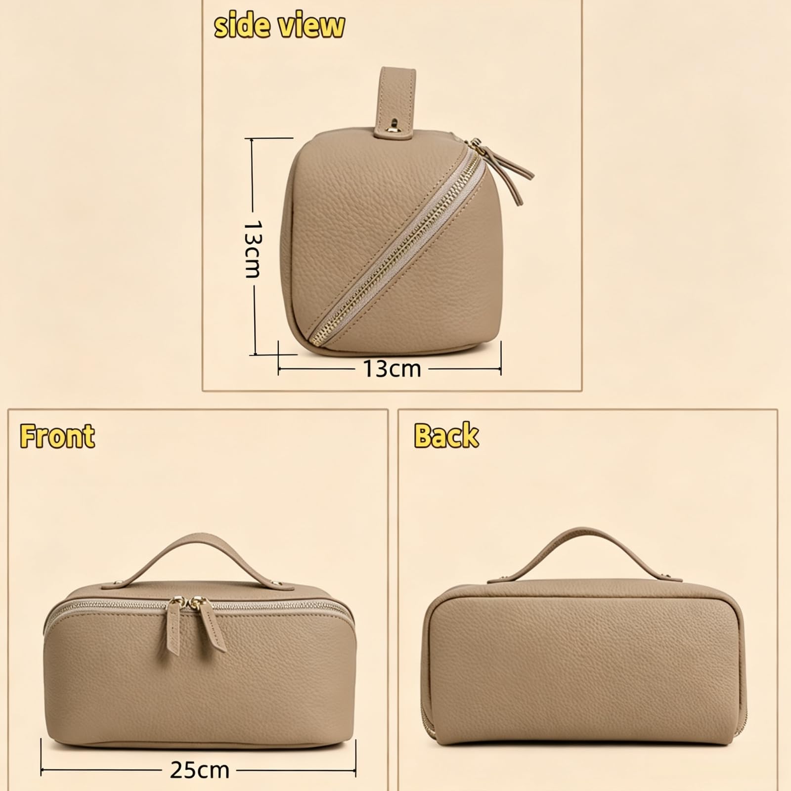 Kosmetiktasche Damen, Kosmetiktasche aus echtem Rindsleder für Damen (Blau)