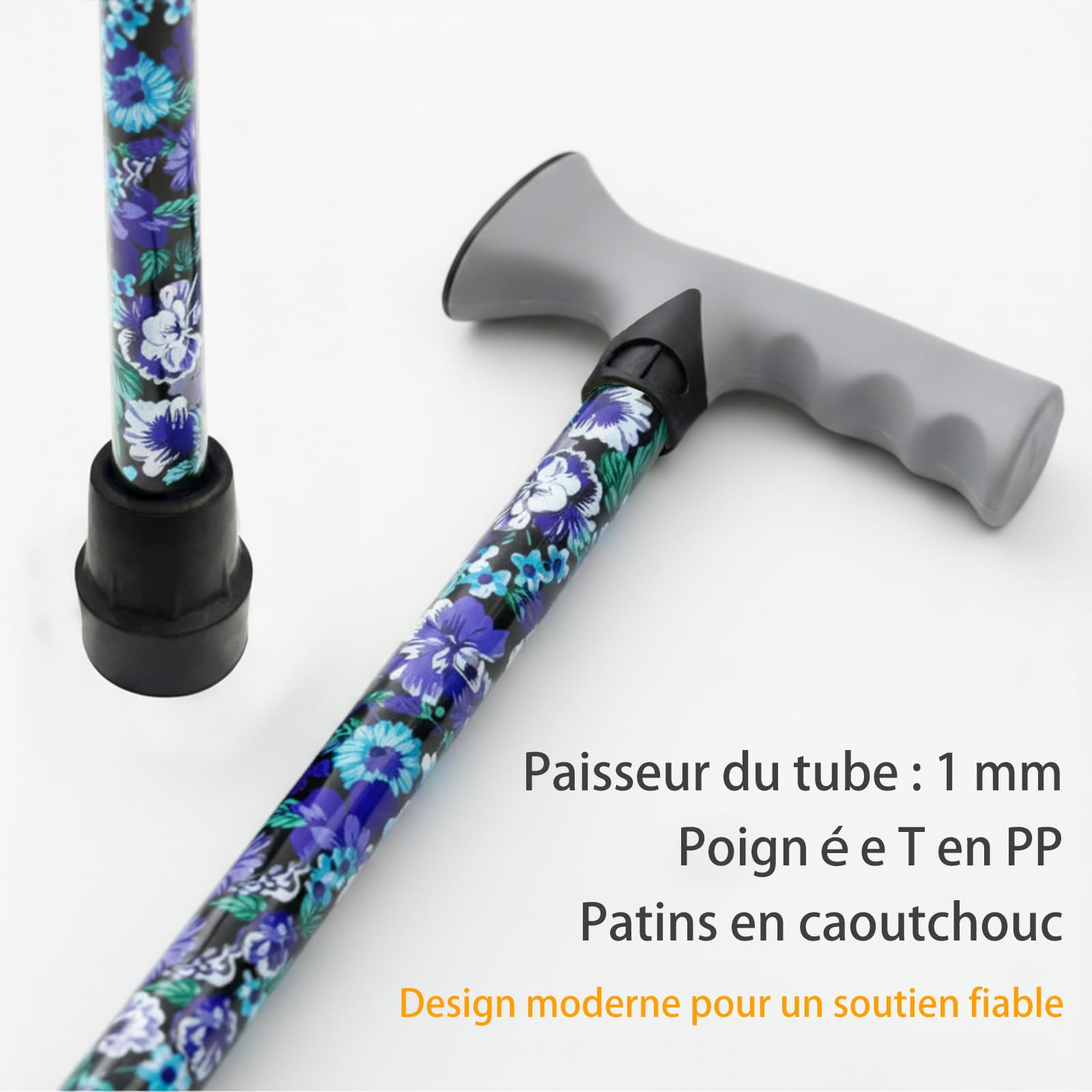 BeGrit Canne de Marche Pliable en Aluminium Canne de Marche Homme Femme Hauteur Réglable à 5 Niveaux Bâton de Marche de Voyage Tout-Terrain Réglable Cane Pliante Portable