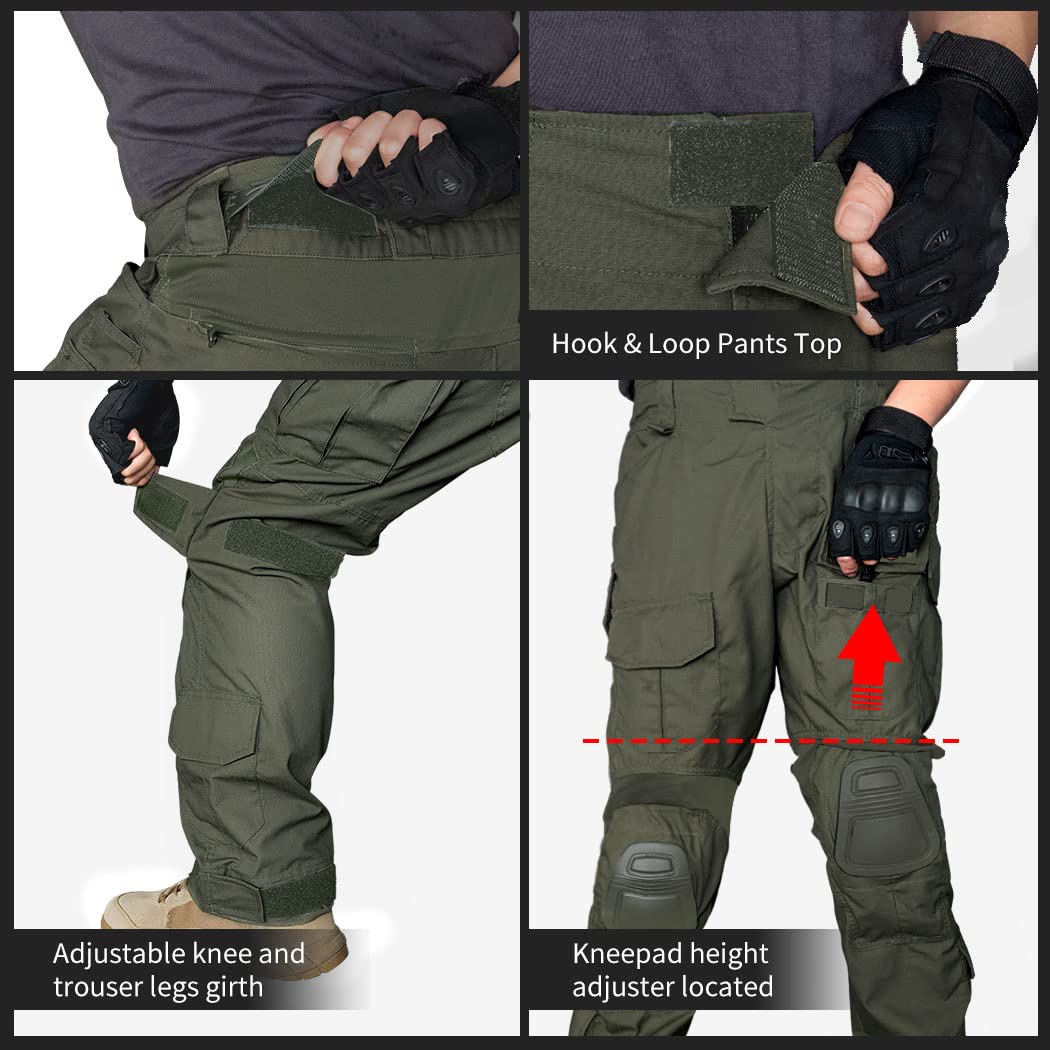 IDOGEAR G3 Pantaloni da Combattimento Pantaloni Tattici con Ginocchiere per Uomini Pantaloni Militari da Caccia All'aperto