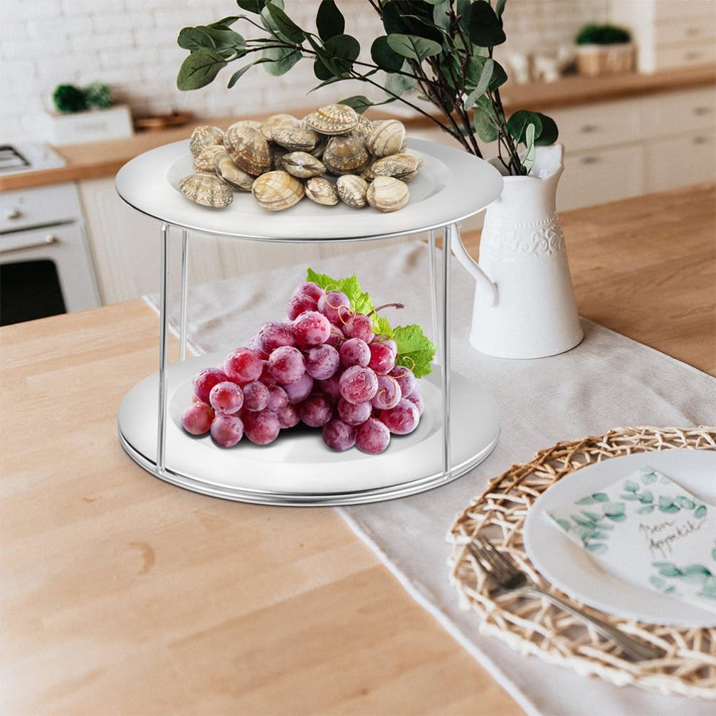 Kichvoe 2pièces Porte-Plats à Fruits de Mer Acier Inoxydable Support à Pizza Double Couche Étagère à Fruits de Mer pour Buffet