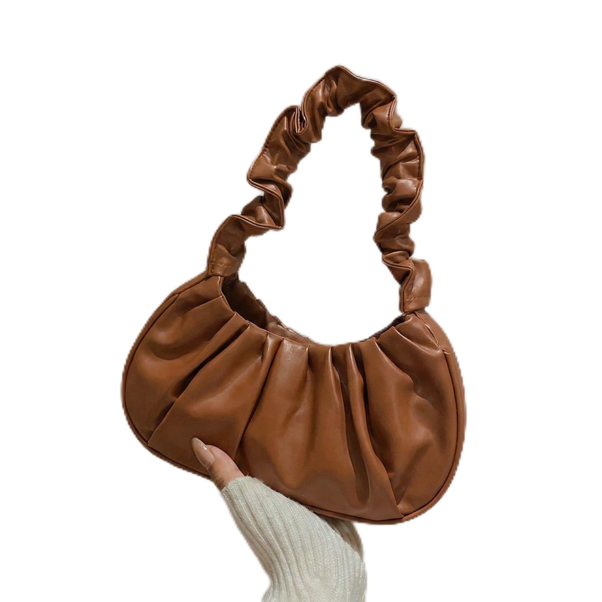 Kraptick Women’s Ruched Cloud Bag – Trendy Korean Style Pleated Hobo Handbag | Soft PU Leather Dumpling Shoulder Bag for Girls & Ladies | Chic Aesthetic Purse for Party & Casual Wear