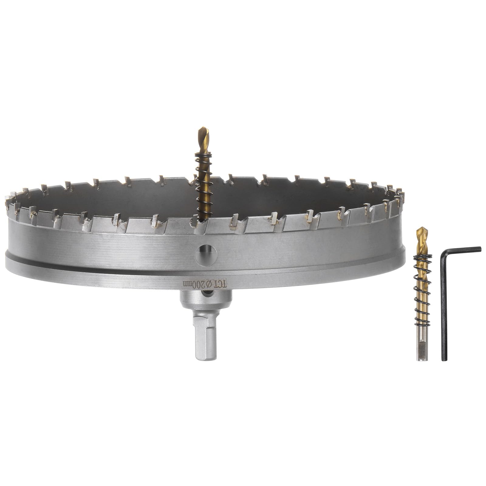 QUARKZMAN Metal Agujero Sierra Carburo Cortador 200mm / 7.9" Diámetro para Inoxidable Acero, Metal, Aluminio Aleación, Cobre, Latón, Plástico, con Extra Central Taladro
