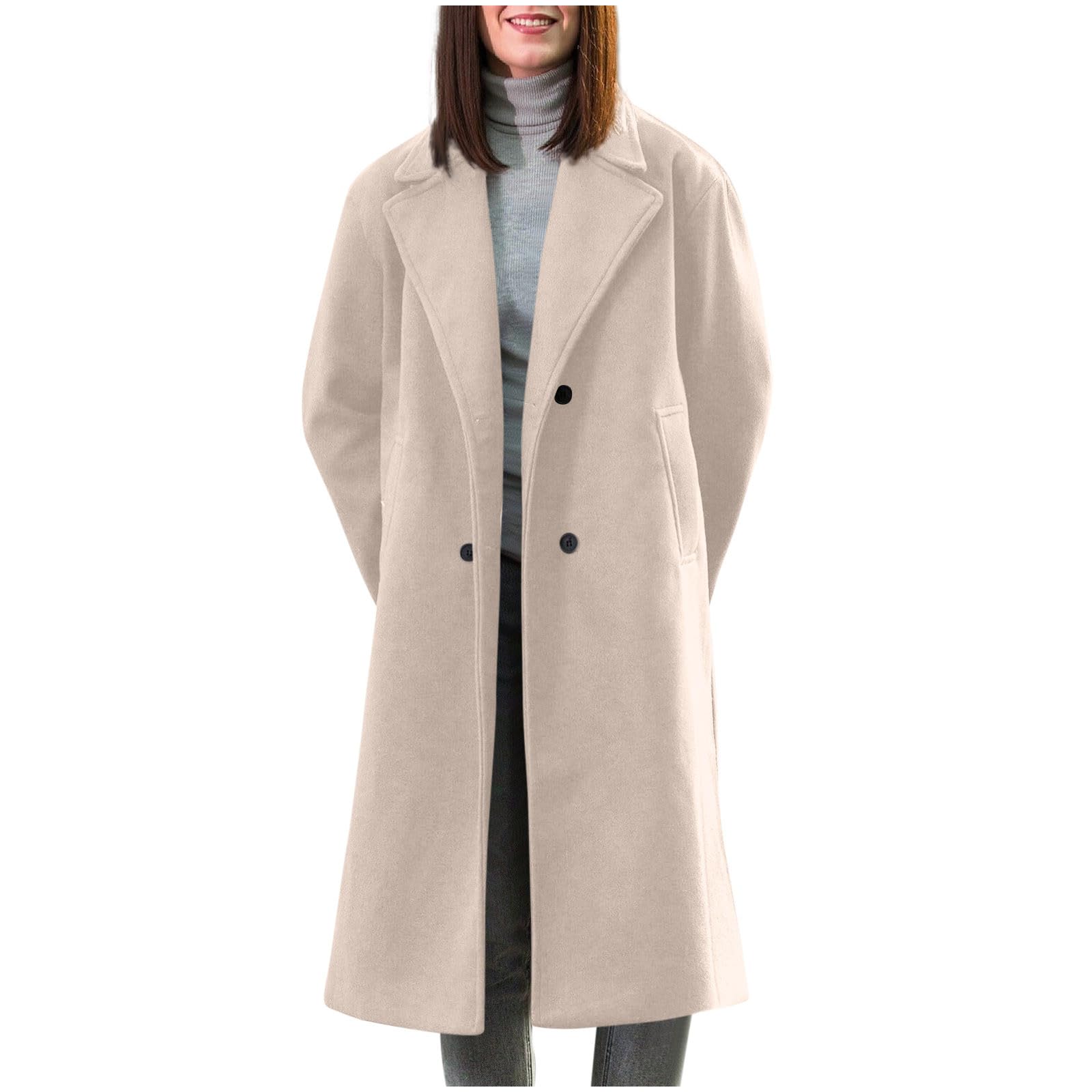 Abrigo Paño Mujer,Chaqueta Mujer Invierno Polar Abrigos de Lana de Invierno Elegante Corte Gular Chaqueta Largo con Cuello de Muesca Moda Clásico Gabardina Parka Termica Tench Coat para Uso Diario