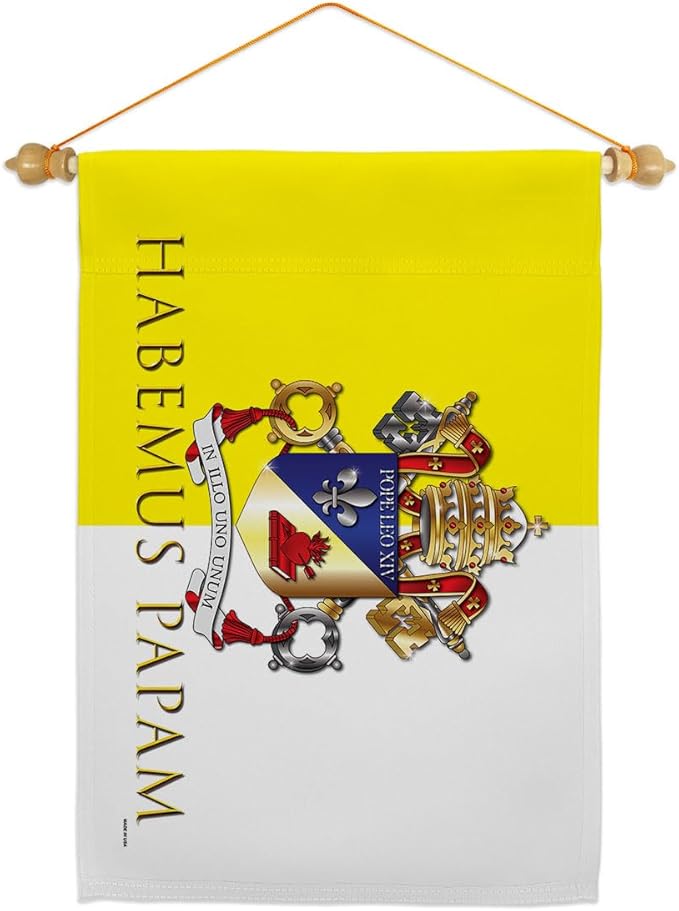 Crest Wall Scroll Canvas Set Flag Memorabilia Decor Religiou Sign Picture Print Habemus Papam Decorations American Papal Poster Vatican Tapestry Catholic Gifts Made in USA