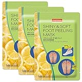 Foot Peeling Mask Set By Purederm - Exfoliating Foot Peel Spa Mask For Baby Soft Skin W/Sunflower Seed Oil & Lemon Extract - For Men & Women - Removes Dead Skin & Calluses In 2 Weeks, Pack of 3