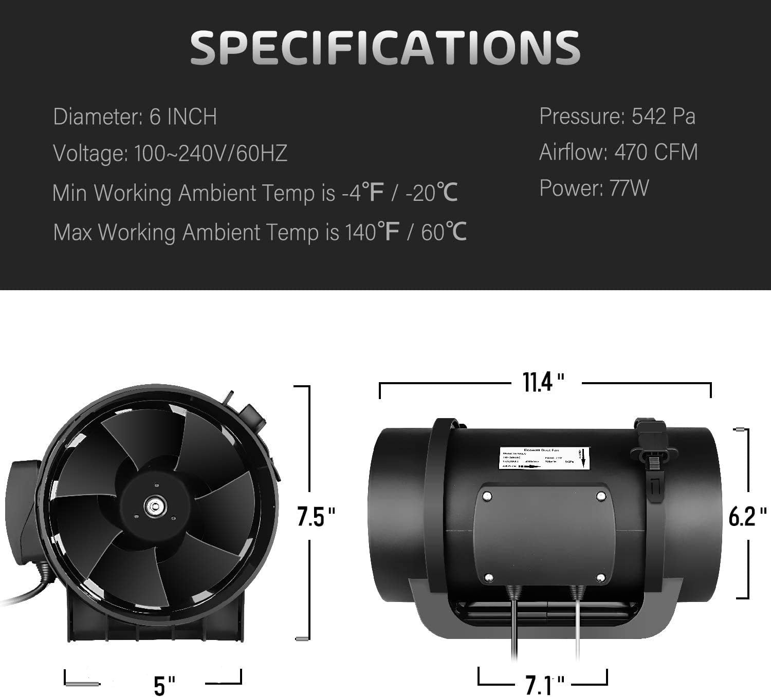 Up To 60% OFF iPower 6 Inch Mixed Flow Duct Inline Fan with Speed Controller EC Motor for Grow Tent Ventilation