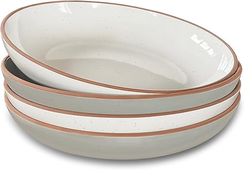 Mora - Cuencos grandes de cerámica para pasta de 30 onzas juego de 4 unidades para servir ensalada cena etc Platocuenco ancho apto para microondas