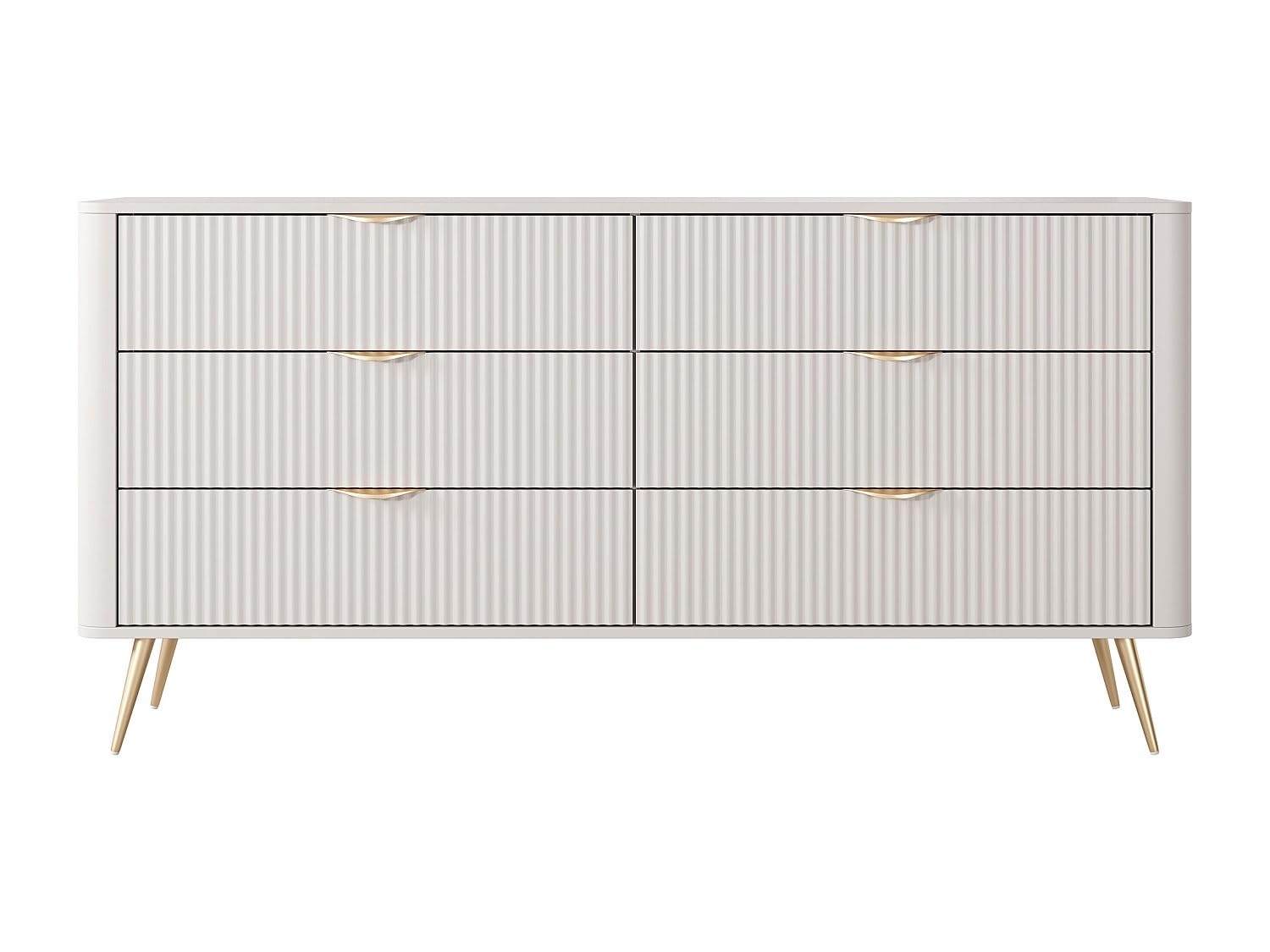 Vente-unique - Commode 6 tiroirs - Beige et doré - ELONARIA II