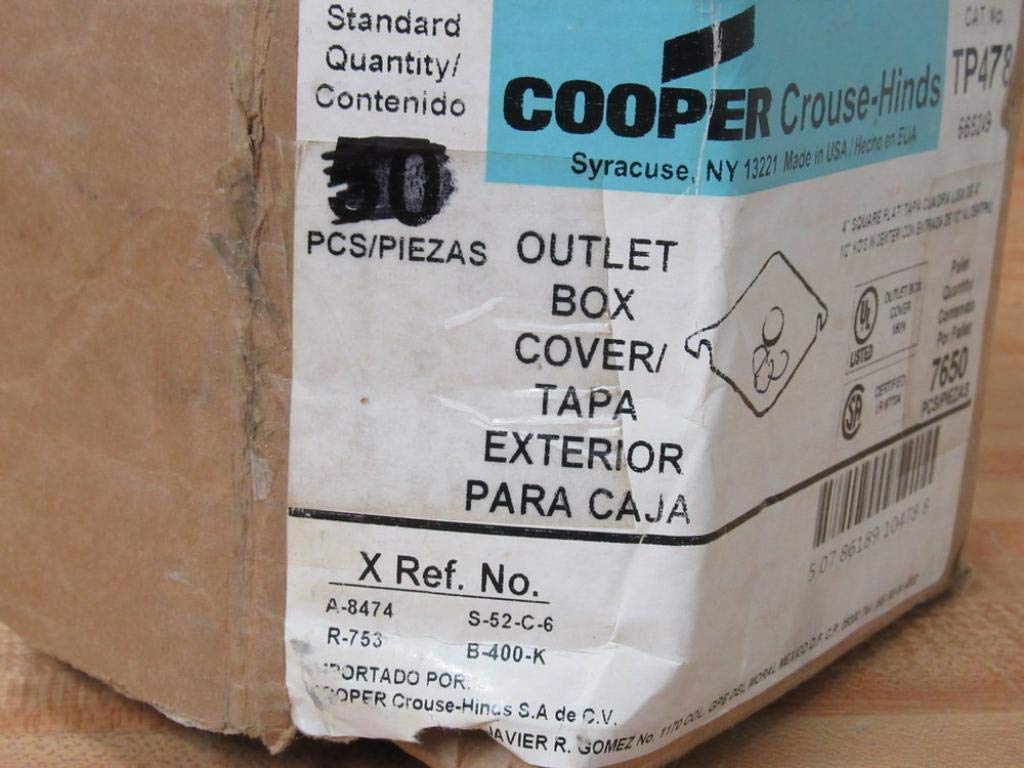 Cooper Crouse Hinds TP478 Outlet Box Cover 4" (Pack of 22)