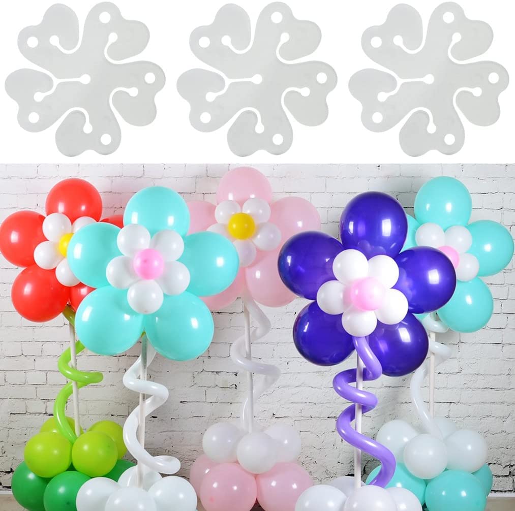 Haven's treasure® Reusable 14 PCS Flower Shape Balloon Clips Holders Sticker for Kids Birthday Shower Decorations Wedding Party Supplies (WHITE-14)