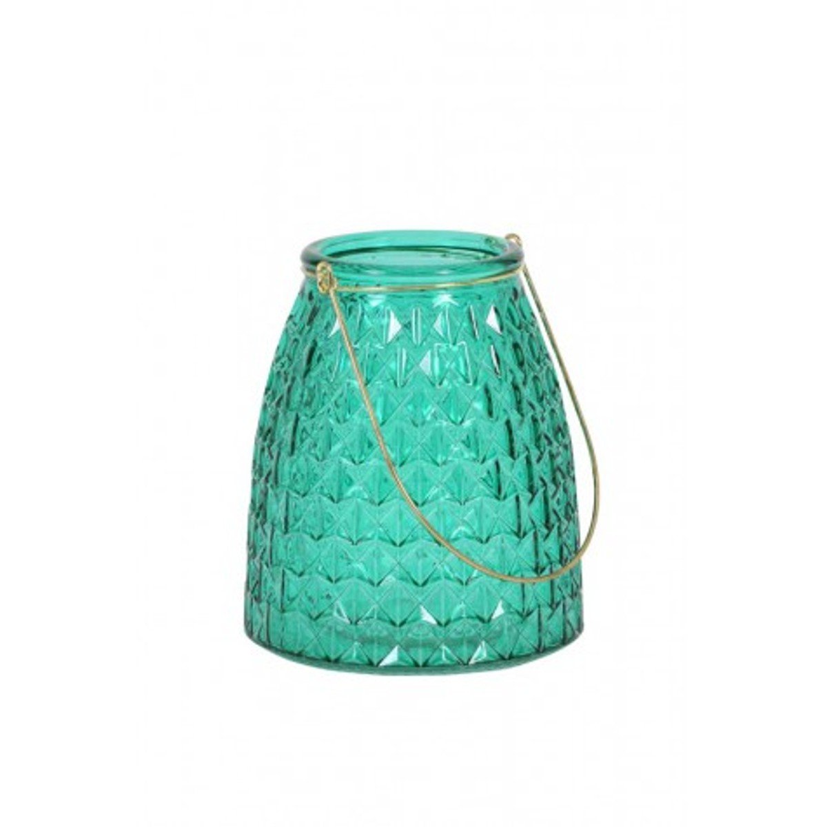 Casa Padrino Glass Tealight Holder Ø13x15 cm - Dark Green/Gold - Tealight Candle Holder