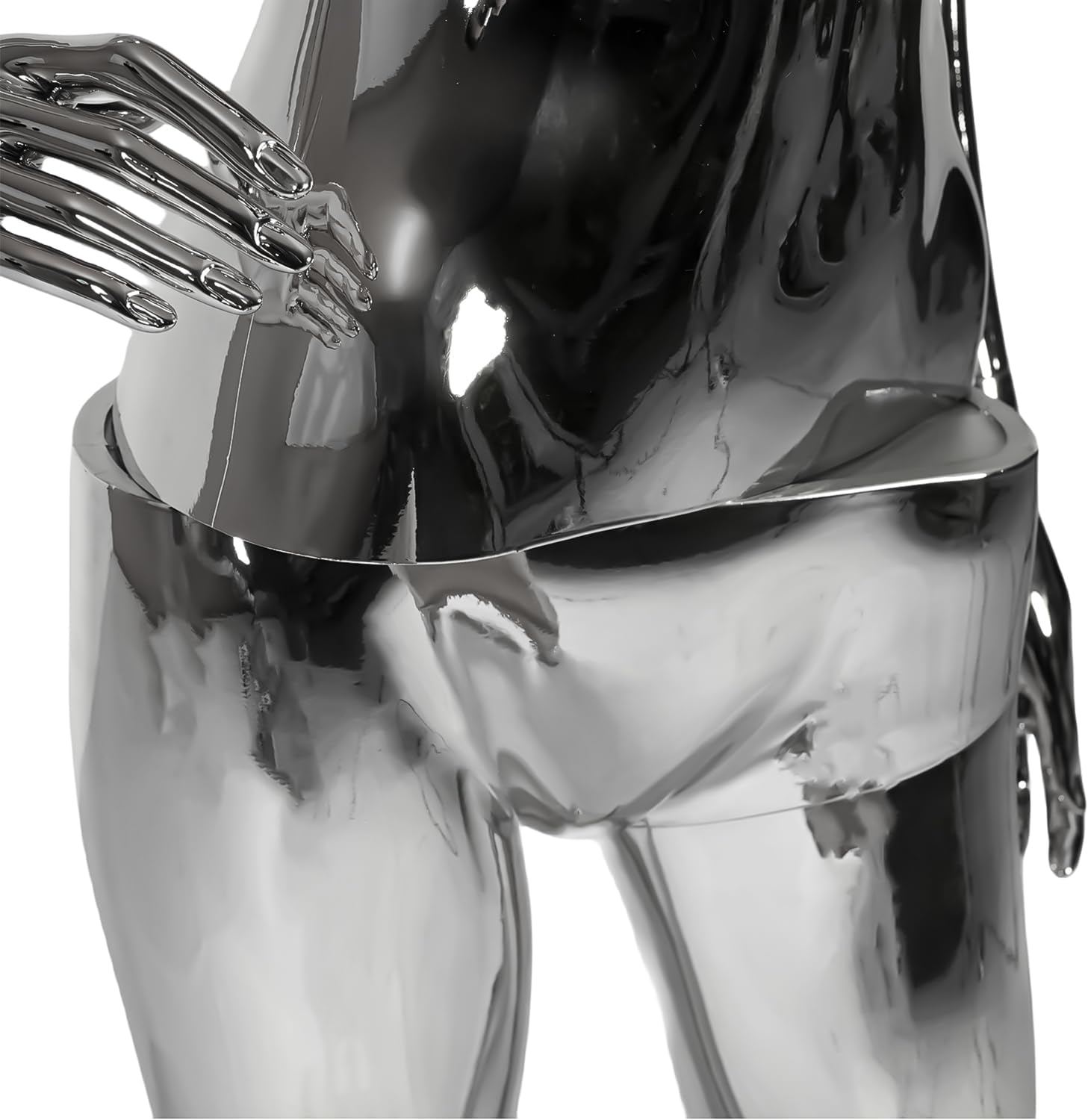 Female Full Body Dress Form Mannequin with Head & Bend Arms – 68" Tall – Silver – Plastic Torso with Detachable Parts & Metal Base Stand