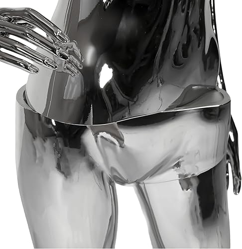 Miniatura 8 de Maniquí de cuerpo completo para mujer con cabeza y brazos doblados, 68 pulgadas de alto, plateado, torso de plástico con piezas desmontables y base