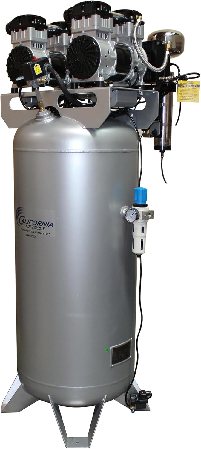 California Air Tools 60040DCAD 4.0 HP Ultra Quiet and Oil-Free Air Compressor, 60 Gallon Steel Tank, 75 dBA Noise Level, with Air Drying System and Auto Drain