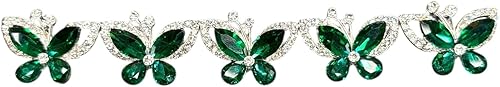 Miniatura 5 de 5 piezas de diamantes de imitación brillantes con parte trasera plana de mariposa de cristal (verde esmeralda)