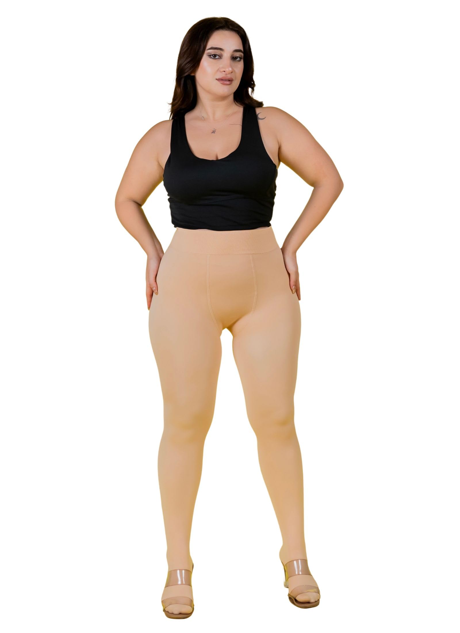 Plus Size stretchable fur thermal warm stockings for women