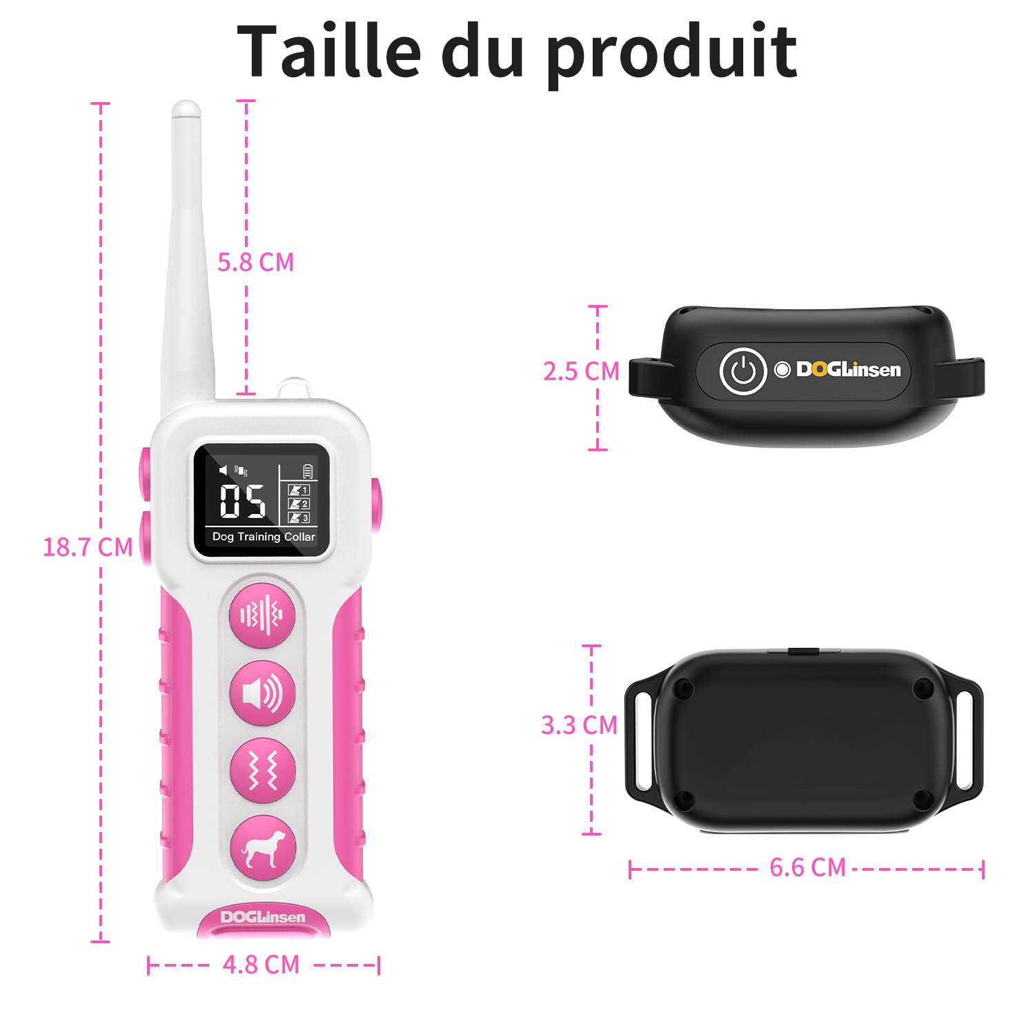Collier de Dressage pour Chiens, Collier Vibrant pour Chien sans Choc, Portée 1000m, Étanche IP67, Batterie Longue Durée avec Adapté pour Chien Petit, Moyen et Grand