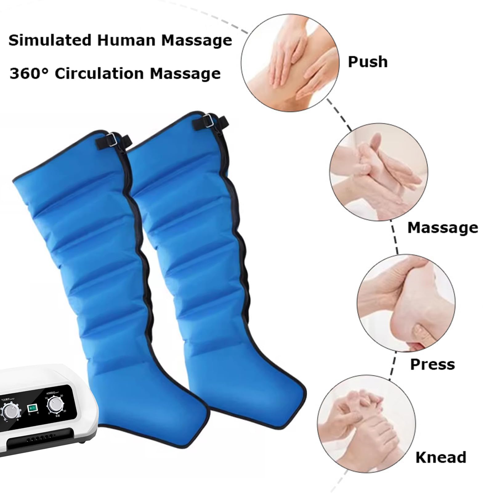 Pressoterapia Linfodrenaggio, Pressoterapia per Casa, Massaggio Linfodrenante 6 Camere Massaggiatore Elettrico a Compressione d'Aria Gambe E Addome E Braccio Piedi (Blue, 6 Camere)