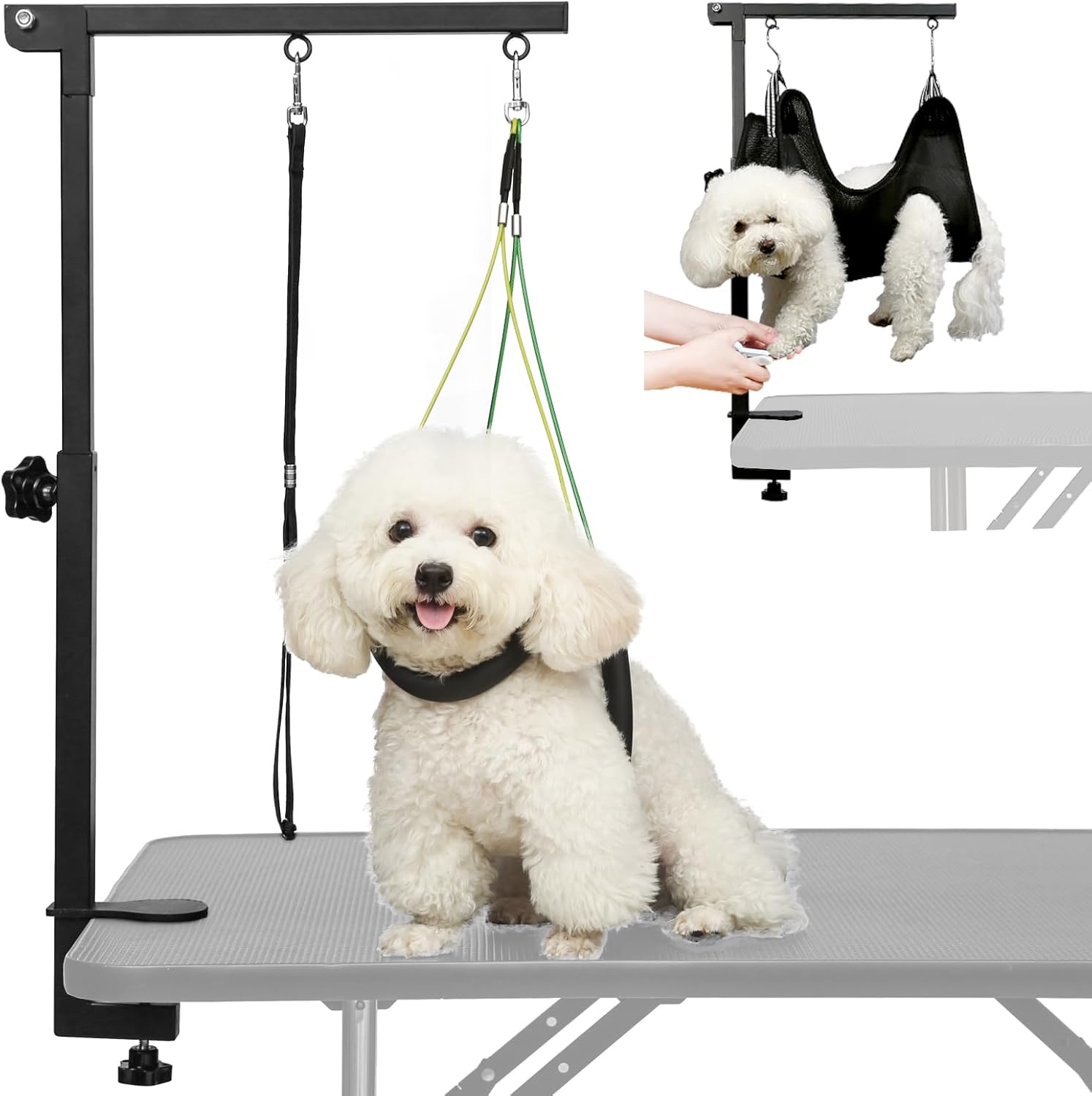 Breeze Touch Dog Grooming Arm - 32" Dog Grooming Table Arm with Clamp and Post, Loop Noose, No Sit Haunch Holder Grooming Restraint for Small & Medium Dogs