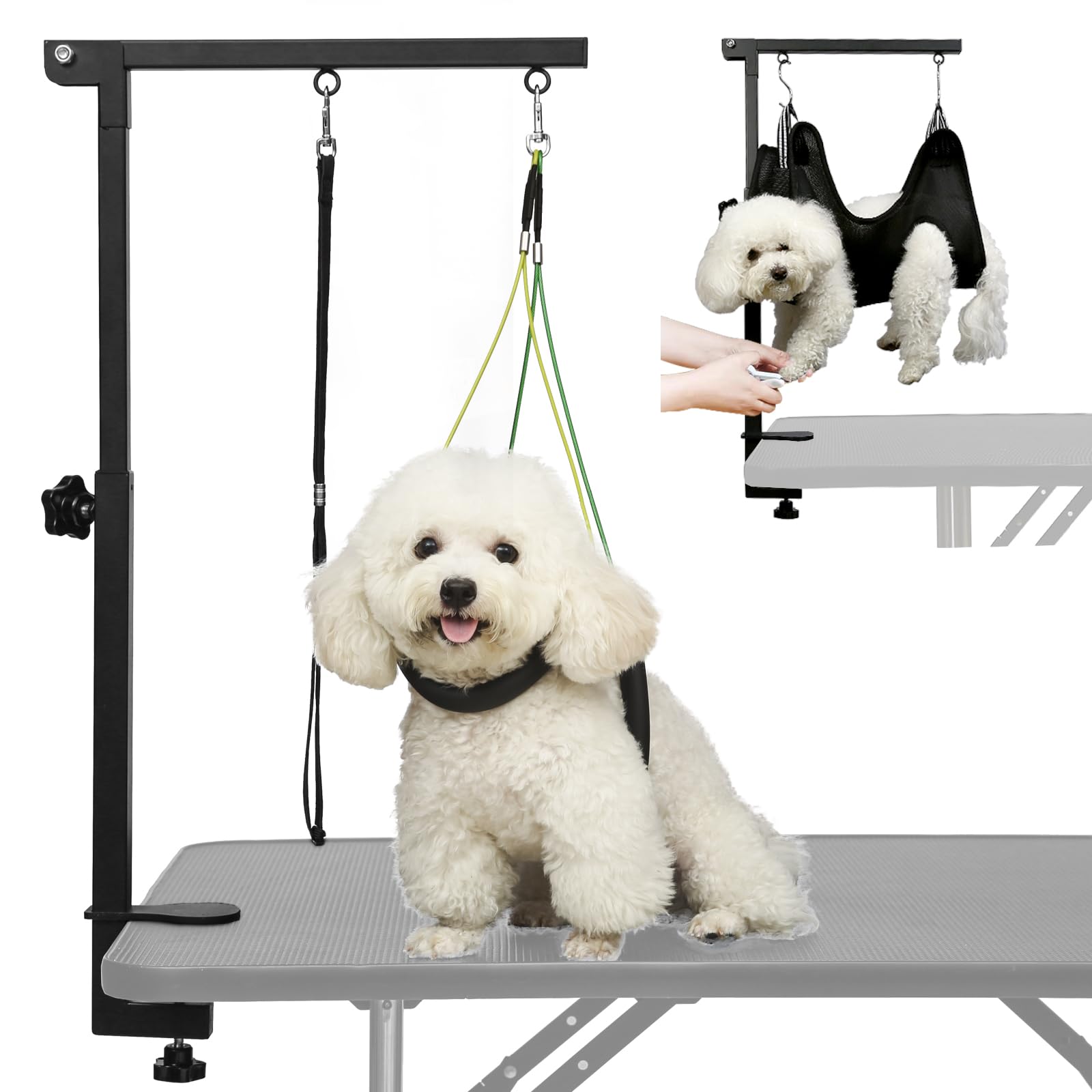 Breeze Touch Dog Grooming Arm - 32" Dog Grooming Table Arm with Clamp and Post, Loop Noose, No Sit Haunch Holder Grooming Restraint for Small & Medium Dogs