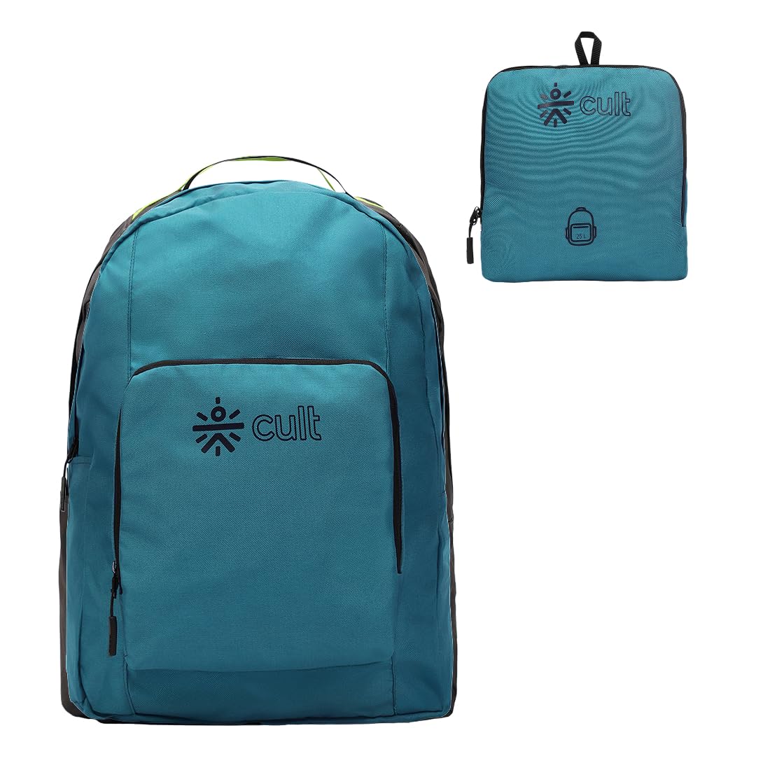 Cult Foldable Backpack 25L – Lightweight Travel Daypack with Water-Resistant Fabric, Adjustable Straps & Side Pocket – Compact, Durable Bag for Hiking, Commute & Daily Use Teal