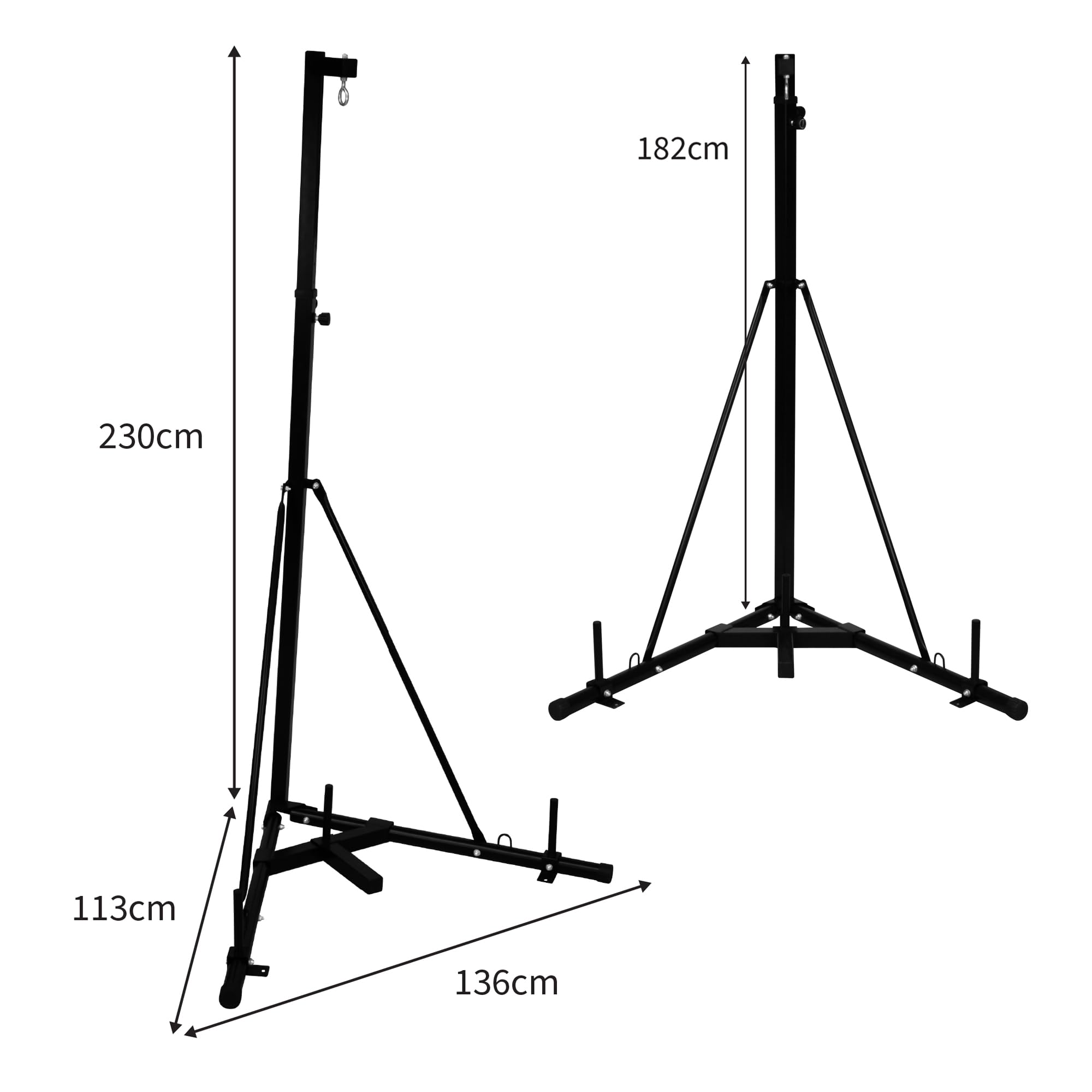 Soporte Plegable de Saco Boxeo Soporte de Bolsa Boxeo Carga Máx. 68kg 150lbs Altura Ajustable 182-230cm Entrenar Boxeo en Casa Boxing Training Equipment Adultos Fitness MMA Gym Punch Bag Stand