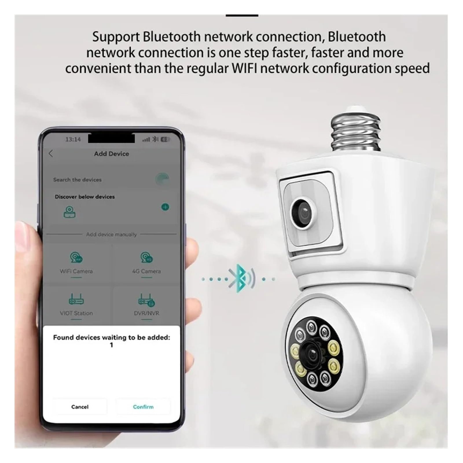 Caméras de sécurité, Caméra ampoule 4K 8MP E27, double objectif, double écran, suivi automatique, Audio bidirectionnel, Vision nocturne couleur, caméra de sécurité extérieure(4MP Add 128G Card)