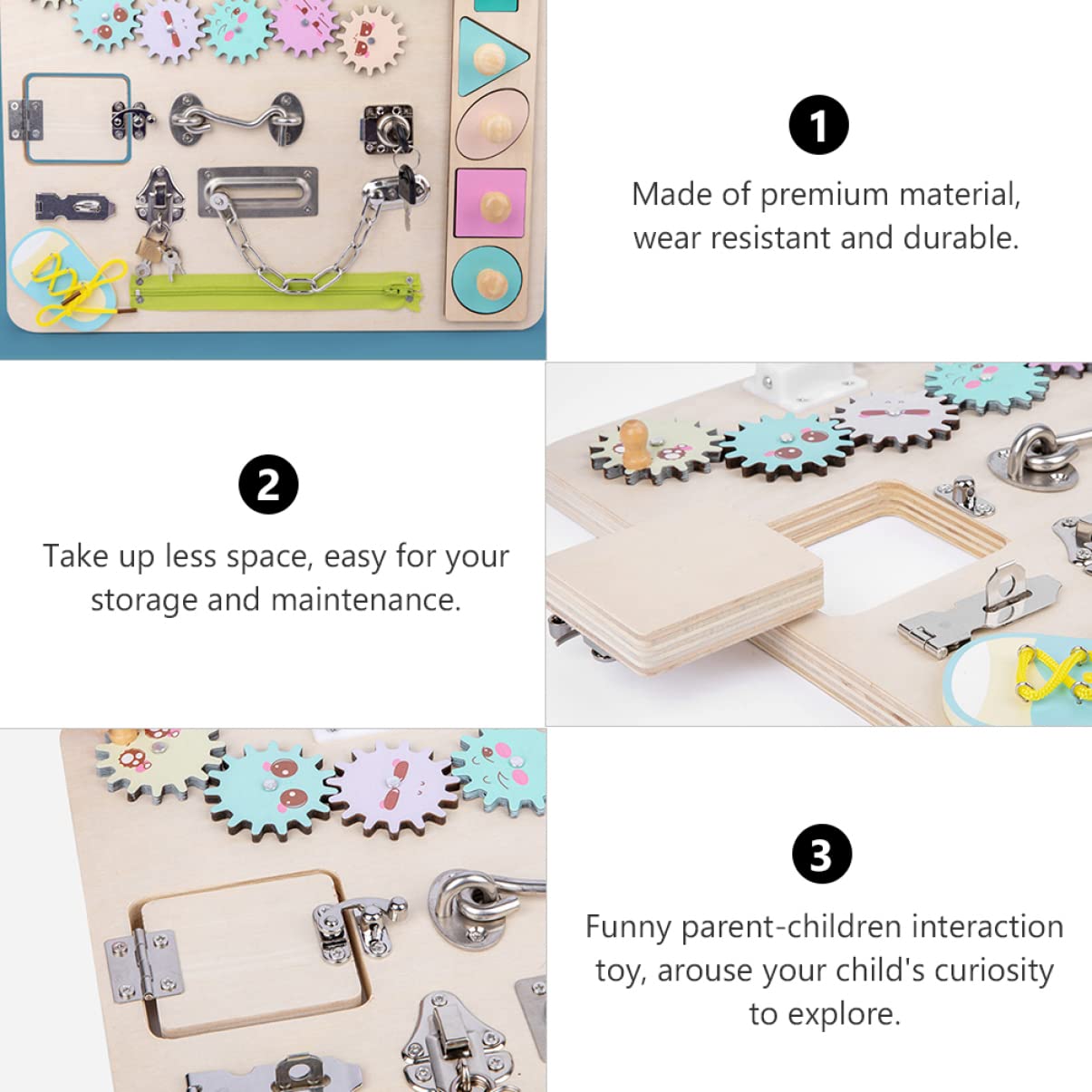 YARNOW Busy Board in Legno Colorato, Gioco Montessori per Bambini | Finitura Ben Levigata, Ingombro Ridotto, Struttura per Apprendimento Precoce