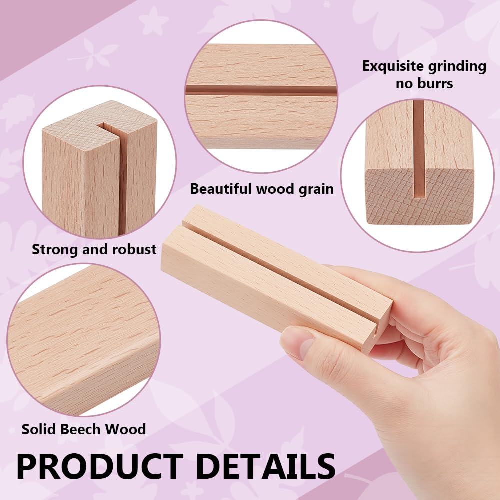 50 Stück Kartenhalter Holz, 100x30.5x20mm Buchenholz Tischkalender-Holz Menükartenhalter Fotohalter Postkartenhalter Für Zeremonien Hochzeiten Partys Heimdekoration