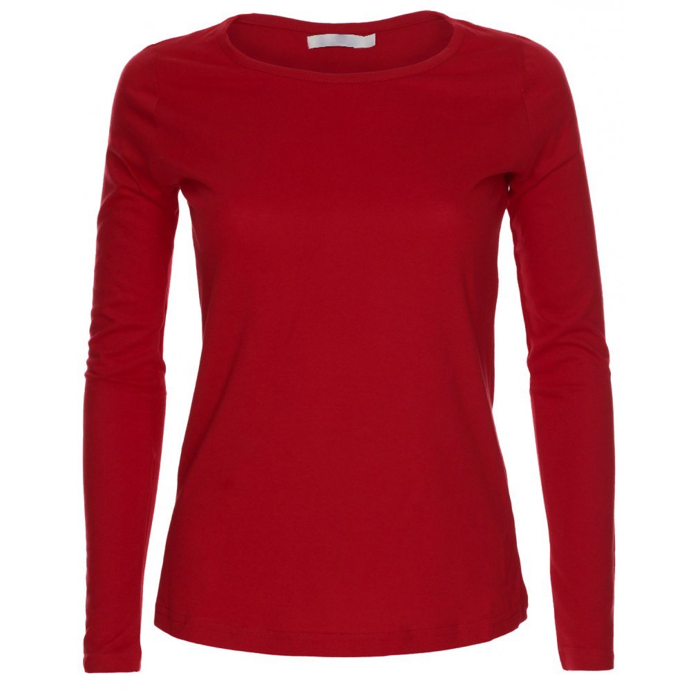 Missloved Ladies Womens Plain Long Sleeve Round Neck Top, Wine, M/L to fit UK 12 - 14