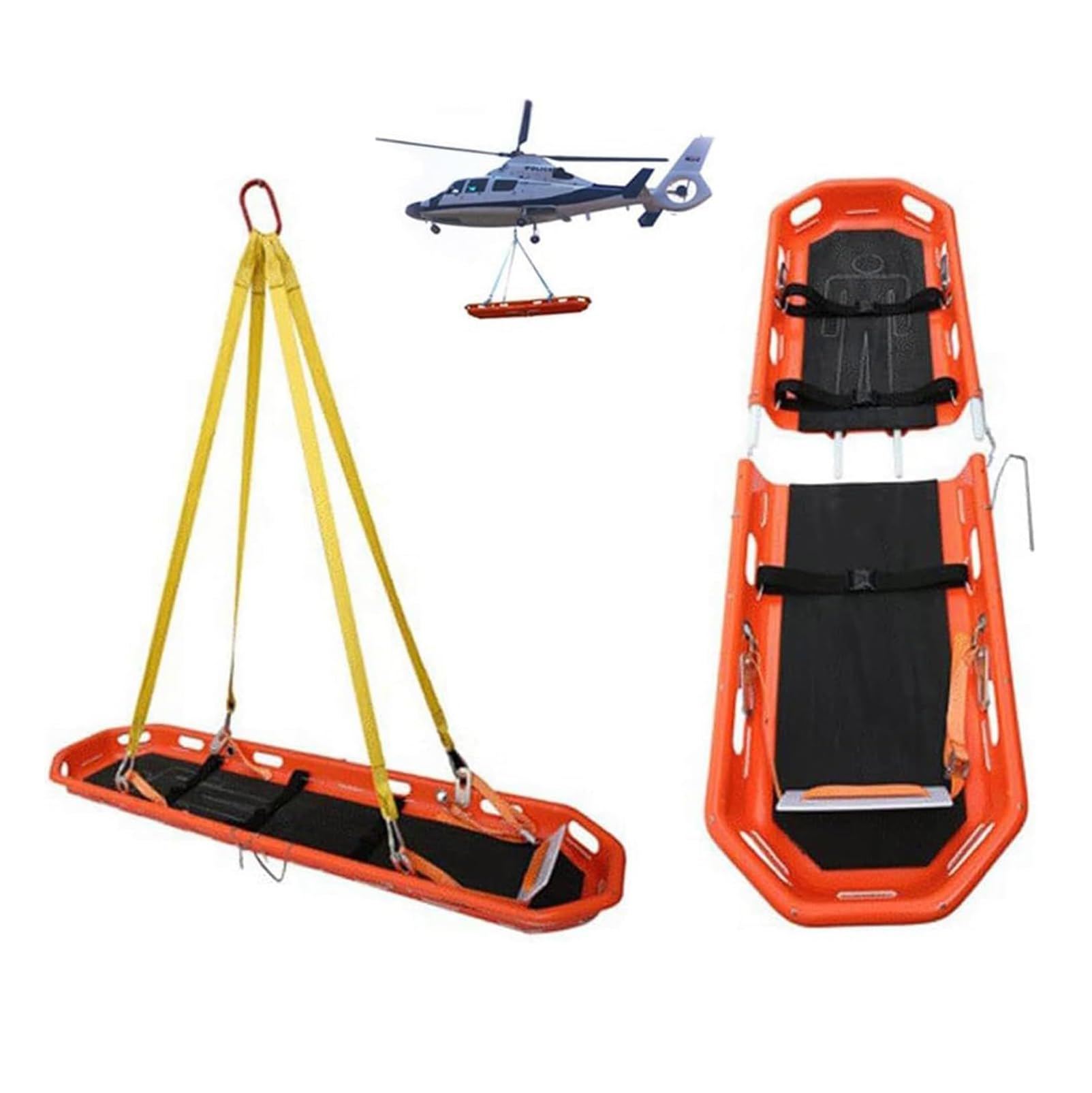 Barella Pieghevole Barella con cestello di Emergenza Barella con cestello per Salvataggio in Elicottero per Ambulanza con Imbracatura Speciale, Barella Portatile separabile per carichi pesan