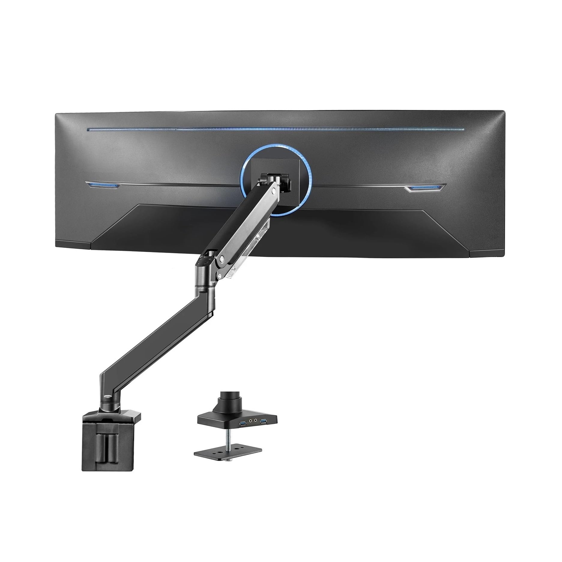 Support de table pneumatique articulé et bras d'écran ergonomique pour moniteur 49" PC