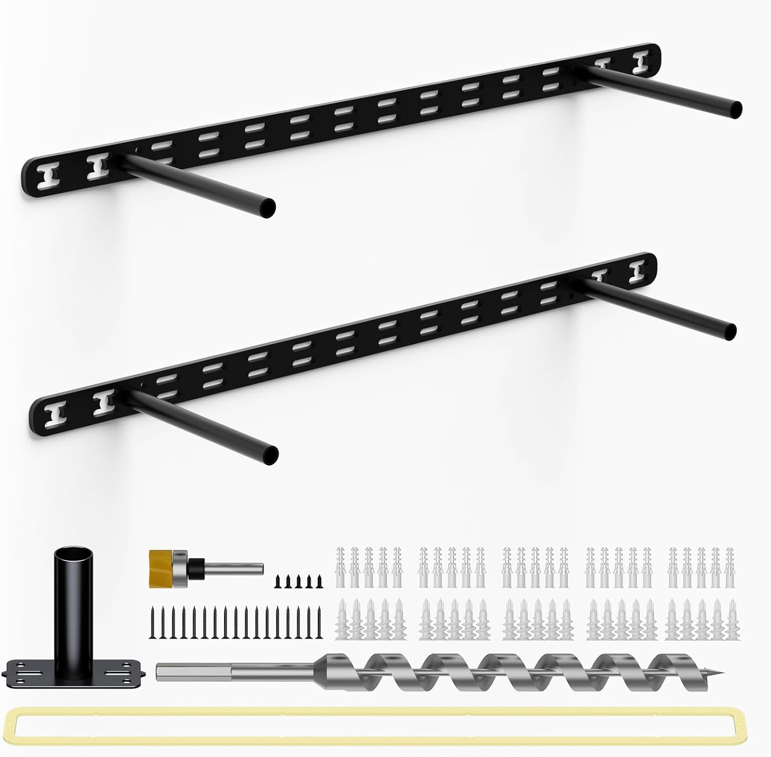 2pcs Floating Shelf Bracket Heavy Duty Decorative Floating Shelf Hardware Black Hidden Shelving Brackets for Wall,Floating Mantel Bracket for Over Fireplace (22X8X1 inch (for 1.5"-2" Thick Shelf)) 1" Backplate: for 1.5"-2" Thick Shelf 22"X8"X1"