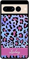 Vista 1 de Pink and Blue Leopard Personalized Black Rubber Phone Case Compatible With Google Pixel 10, 10 Pro, 10 Pro XL, 9a, 9 Pro, Pixel 9, Pixel 9 Pro XL