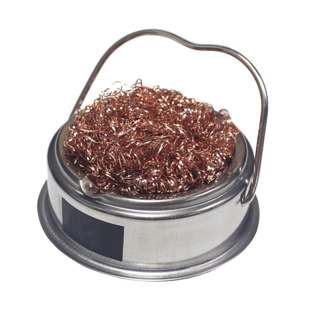 SagaSave Stainless Steel Soldering Iron Tip Cleaner with Bracket for Rolling Cooling and Waste Collection for Electronics Repair and DIY Projects