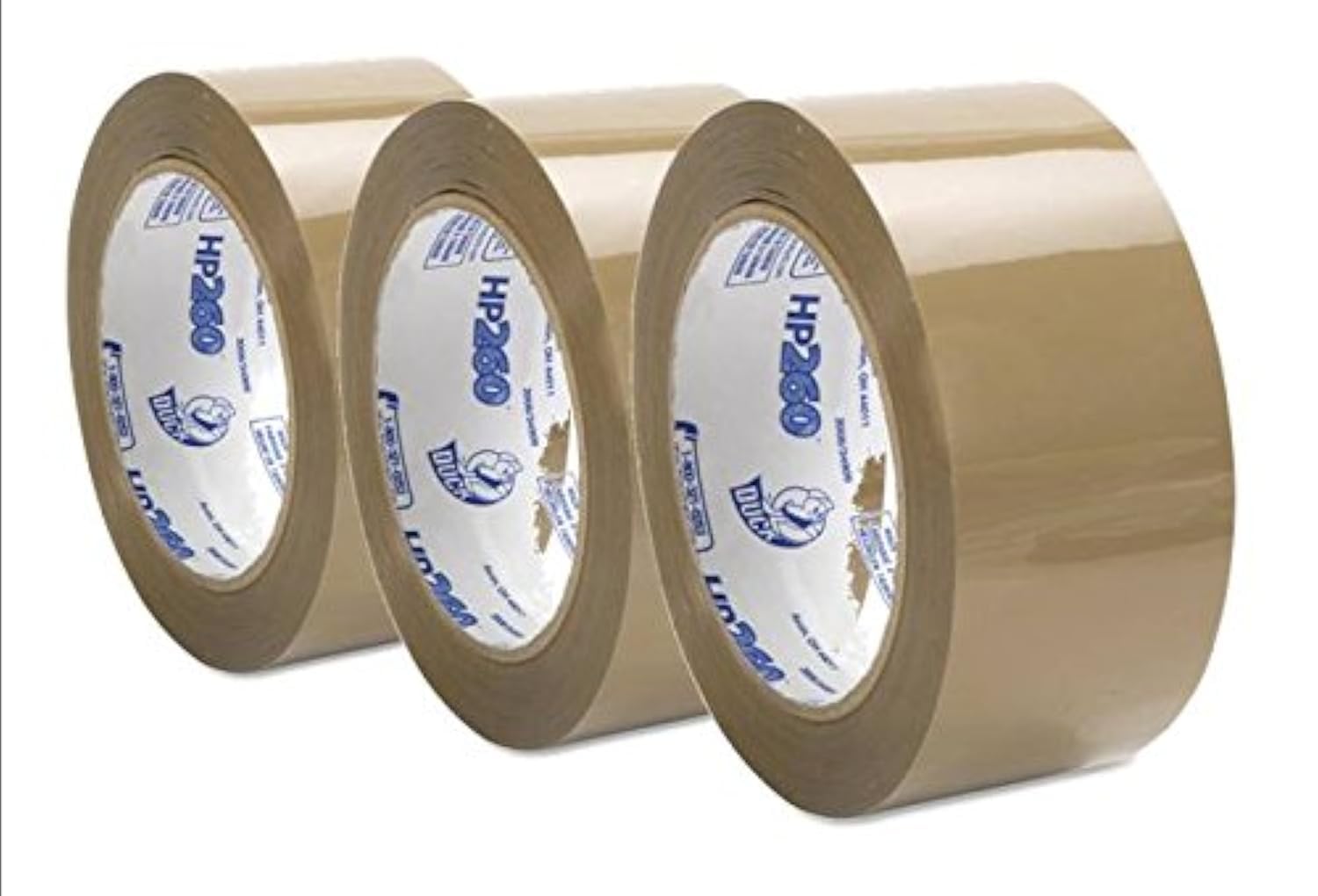Duck Brand hp260 marrón cinta de embalaje (3.1 de alto rendimiento mil), 60 mm x 9,1 m, # 299009 – 3 rollos