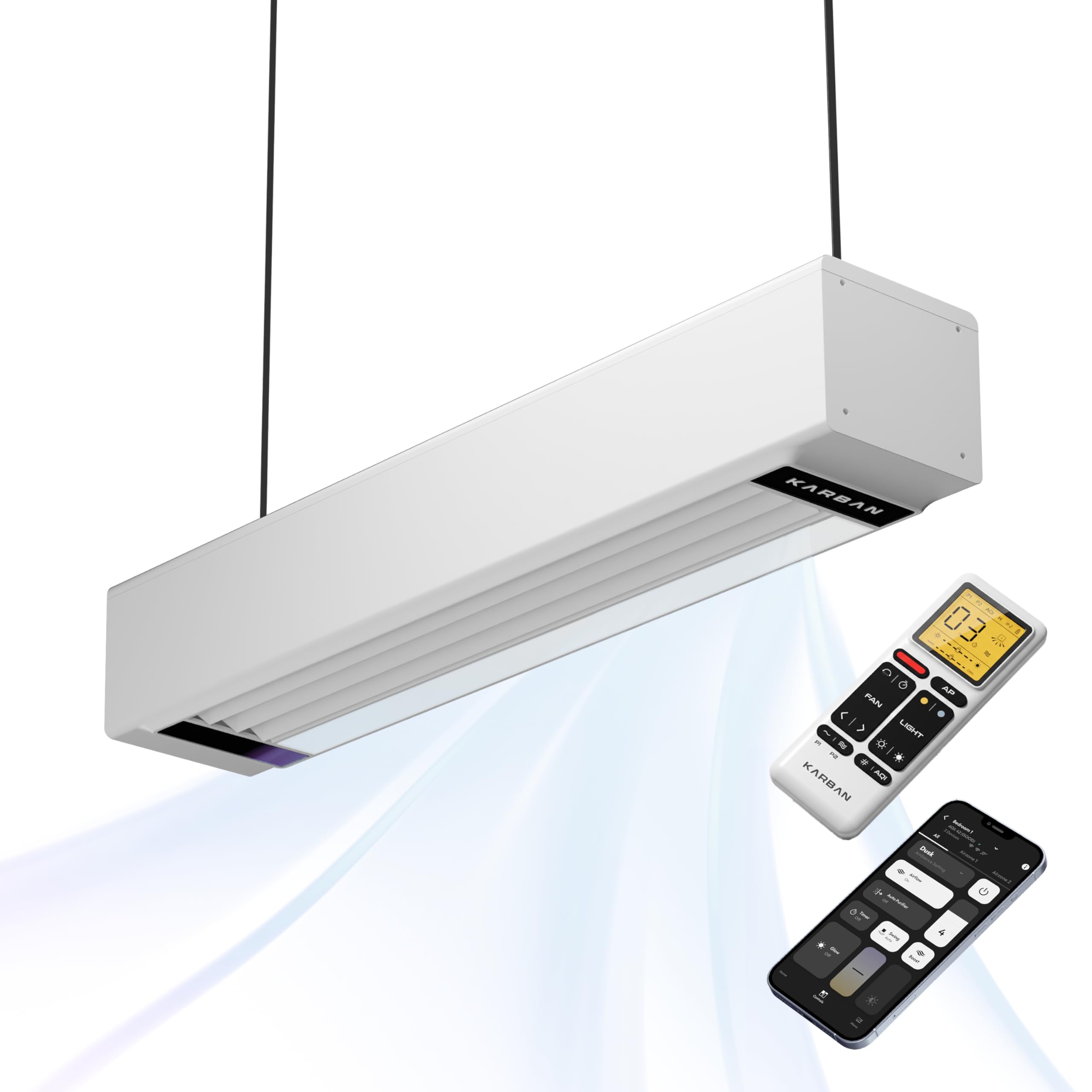 KARBAN Airzone Bladeless Ceiling & Tower Fan with dimmable & tunable LED light | Smart App & Remote | 6-speed silent BLDC motor | 1-yr warranty | Office, Living & Bedroom