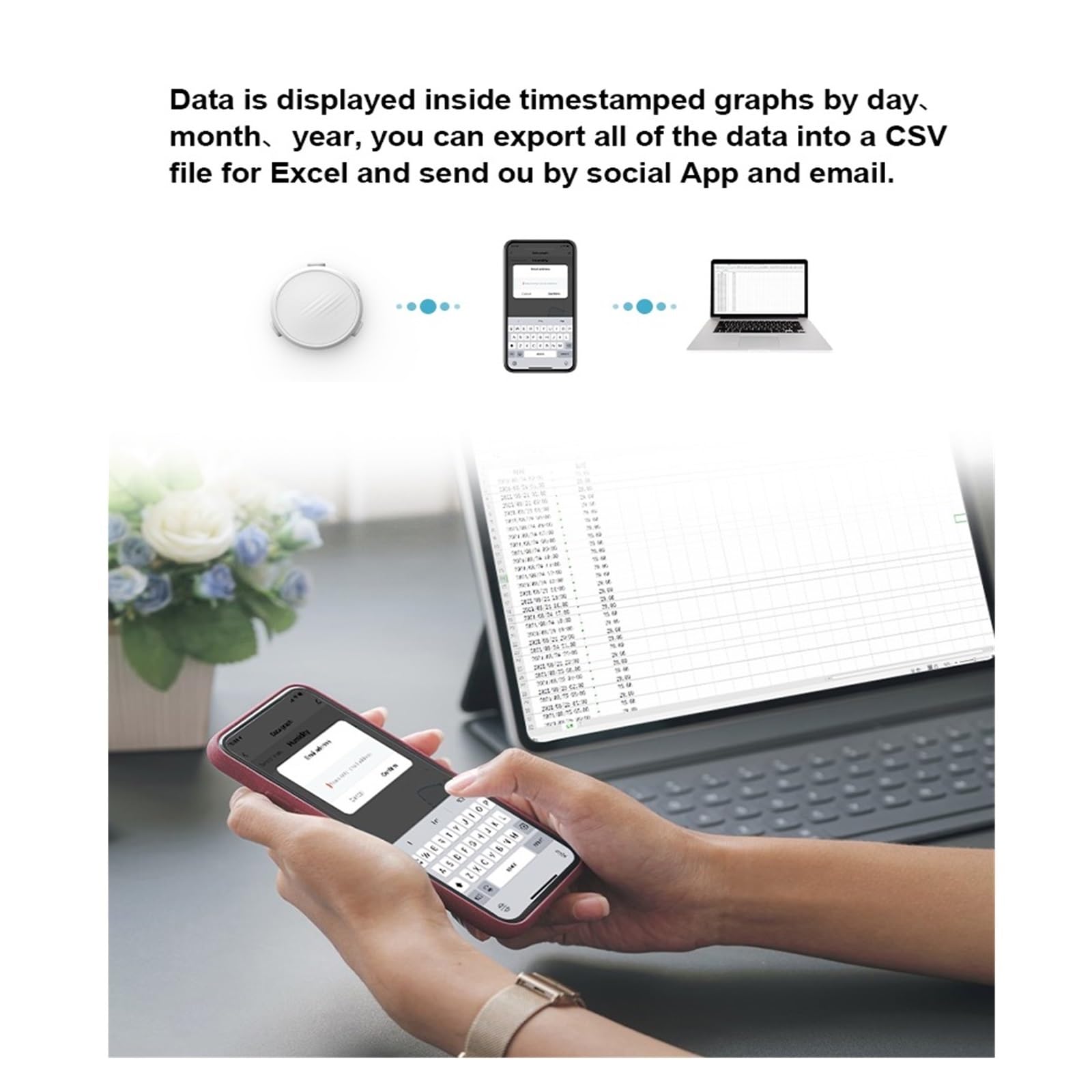Tuya WiFi Czujnik Temperatury I Wilgotności Rejestrator Danych Bezprzewodowy Termometr Higrometr Zdalny Monitor Smart Life APP DokłAdne I łAtwe Do Odczytania(With Battery)