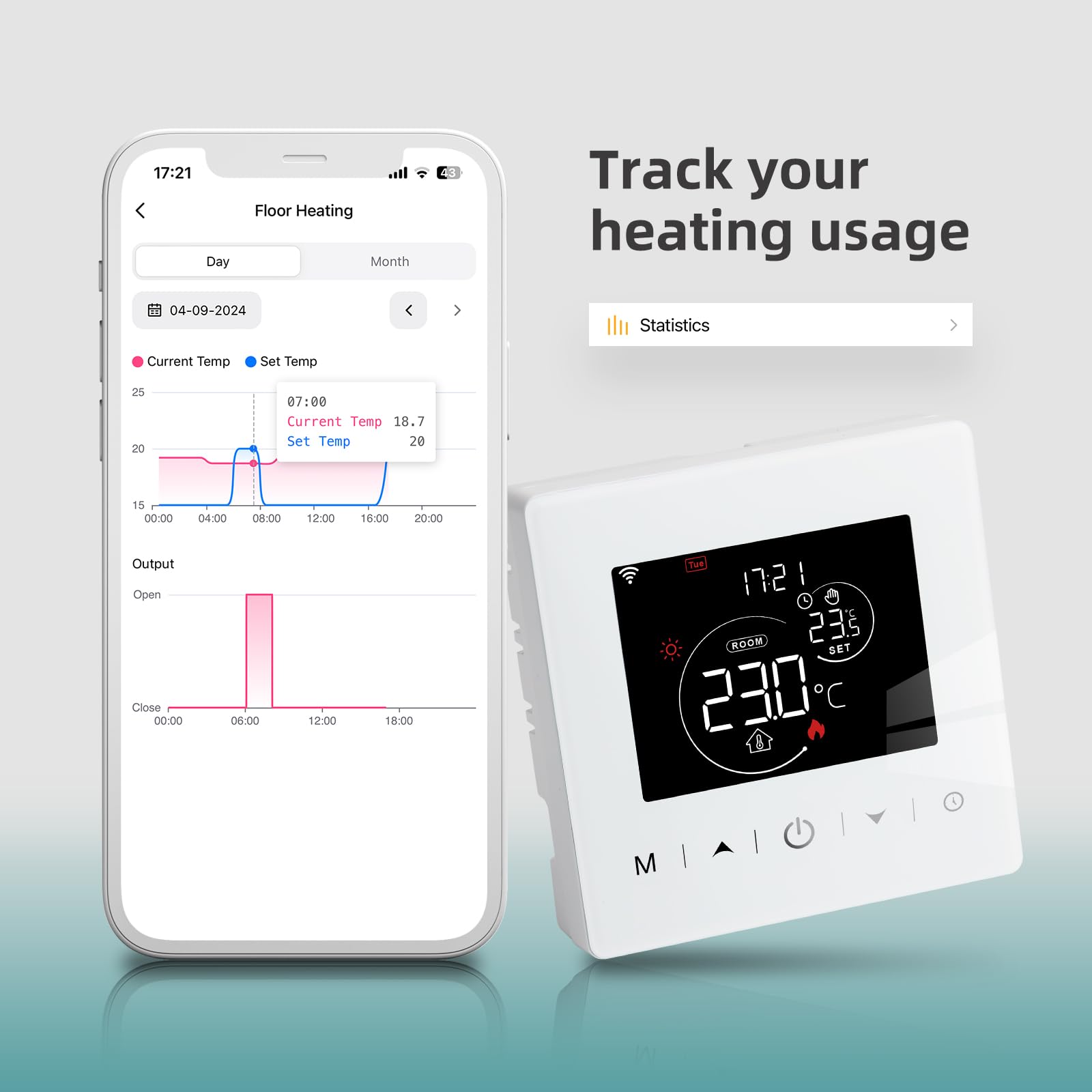 Beok Tuya Termostat Wi-Fi, inteligentny termostat do kotła, termostat pokojowy Wi-Fi na baterie, termostat zegara 2-przewodowy, kompatybilny z Amazon Alexa i Google Home, głosem i pilotem zdalnego