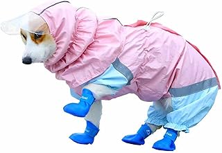 RXMCFKR Płaszcz przeciwdeszczowy dla psa, trójwymiarowy kształt, puszysty sweter, wodoodporny płaszcz przeciwdeszczowy dla zwierząt domowych z odblaskowym paskiem i otworem na smycz-A-XS