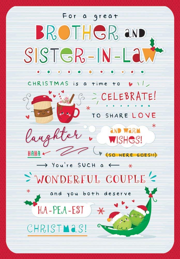 Piccadilly Greetings Sentiment Christmas Card Brother & Sister in Law - 9 x 6 inches, Green