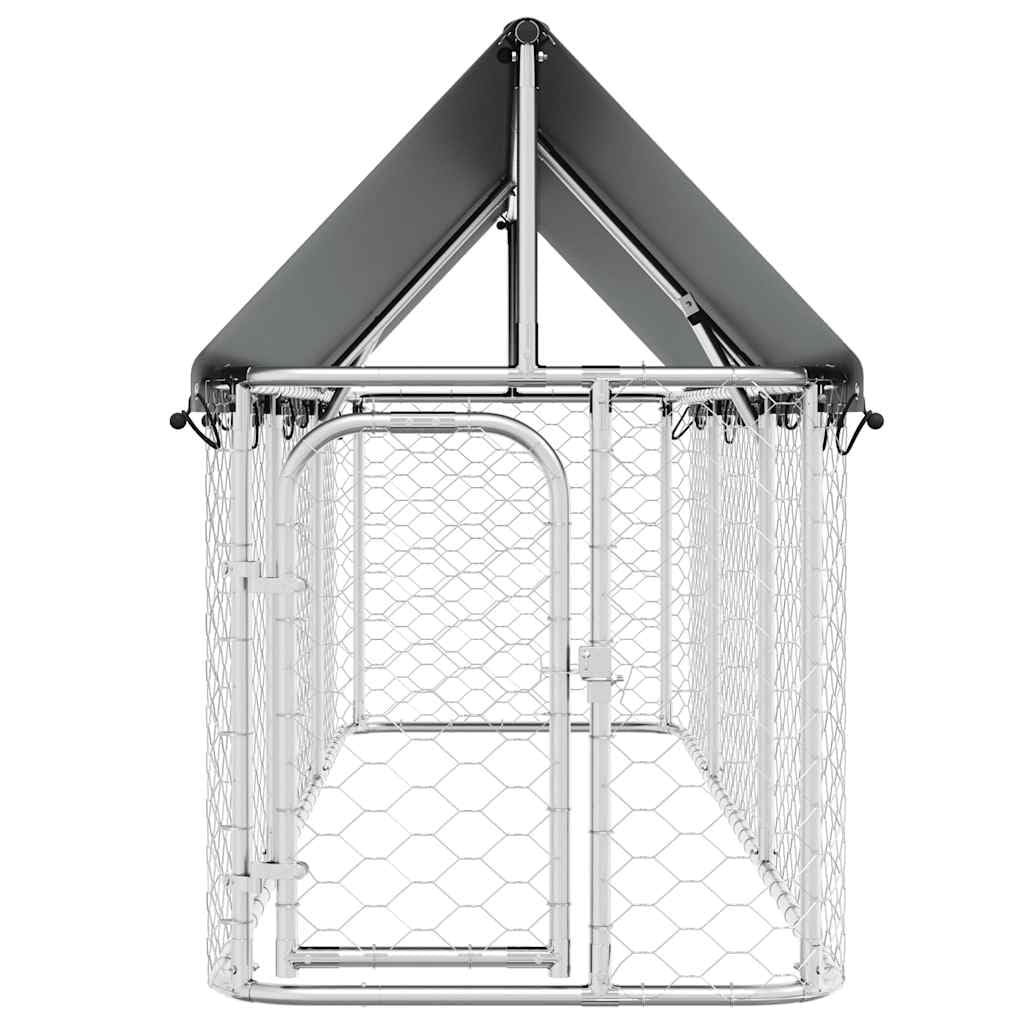 Perrera para perros de acero galvanizado con techo de 400 x 100 x 150 cm, resistente a la intemperie para cachorros y perros, portátil, con sistema de cierre para una protección segura y